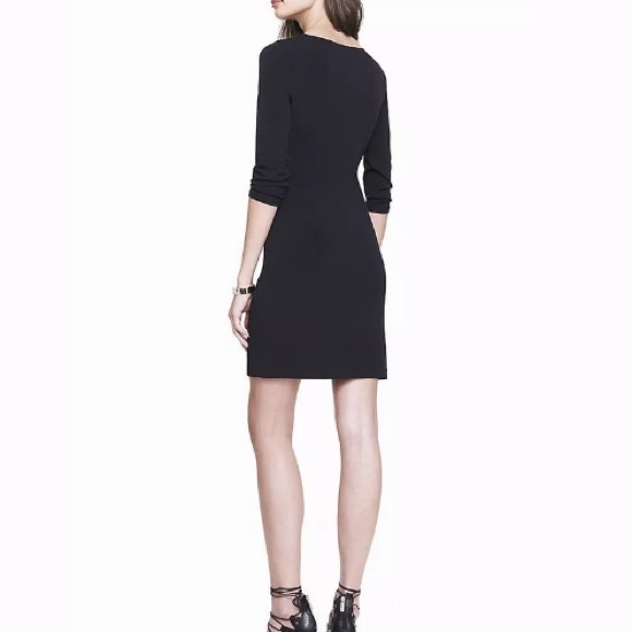 NWT EXPRESS BLACK ZIP FRONT WRAP DRESS 3/4 SLEEVE - Picture 2 of 2